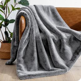 Sofa Blankets and Throws 60x80 Inches Oversized Throw Blanket Variegated Grey Warm Winter Blankets for Beds Chair Wearing 240106