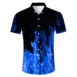 Men's Casual Shirts 2024 Boutique Flame Print Shirt Comfortable Fashion Cardigan Street Wear Sports Sweat Wicks Top