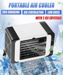 Mini USB Air Cooler Portable Air Conditioner Humidifier Purifier Desktop Air Cooling Fan Cooler Fan With 2 Ice Crystals8643414