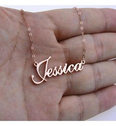 Rose Gold Silver Color Personalized Custom Name Pendant Necklace Customized Cursive Nameplate Necklace Handmade Birthday Gift3810180