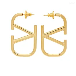 Stud Earrings Geometric Metal Letters Design Temperament Versatility Fashion Light Luxury Retro Personality Accessories