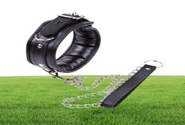 BDSM Leather Dog Collar Slave Bondage Belt With Chains Can LockableFetish Erotic Sex Products Adult Toys For Women And Men8744901