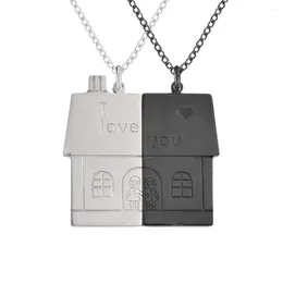 Pendant Necklaces 2PCS Necklace For Lovers Couple Stainless Steel Chain Silver Color House Girl Boy Valentine Gift Jewelry