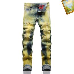 2024 Designers Make old Men's Jeans Letter jeans ripped Motorcycle Classic denim Jogging style fashion handwoven casual slim cotton wash slacks Hip Hop autumn