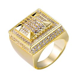 personalized Jewelry Gold White Gold Plated Mens Diamond Iced Out Man Hiphop Rapper Finger Rings Square Pinky Ring for Men Gifts f4712256