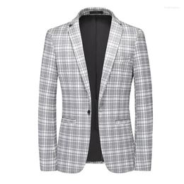 Men's Suits 2024 Spring And Autumn Casual Suit Korean Version Slim Fit One Button Chequered Banquet Dress Large