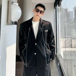 Men's Suits SYUHGFA Wear Tide Korean Casual Glossy Suit Coat 2024 Spring Loose Simple Zipper Decoration Long Sleeve Blazers For Male
