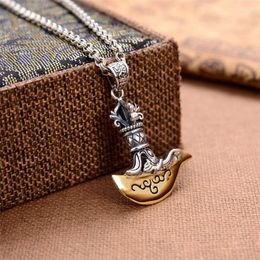 Chains Lefei Jewelry Real S925 Silver Fashion Trendy Luxury Retro Double Color Vajra Necklaces For Man Women Party Wedding Charms Gifts