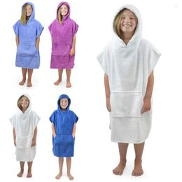 Towel Children's Coral Fleece Bathrobe With Hood Short Sleeve Lazy Blanket Clothing For Bath Solid Color Spa