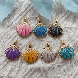 Charms 10pcs Gold Colour Cute Enamel Ocean Shell Pendants Of Necklace Earrings Keychains Handemade DIY Jewellery Making Accessories