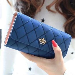 Wallets Women Wallet Lady Clutch Leather Plaid Female Long Length Card Holder Phone Bag