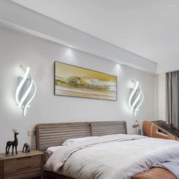 Wall Lamp Indoor Light Curved Design Bedside 3000K Living Room Background 1280LM Minimalist Modern For Bedroom