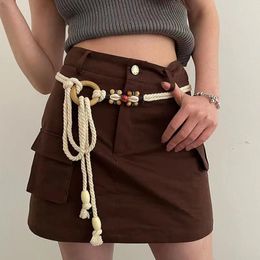 Belts Fashion Belt Strap Bohemia Handmade Beads Braided Rope Women Waist Dress Decoration Ethnic Style Slim Waistband