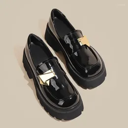 Dress Shoes Size 33-43 Patent Leather Black Women High Heels Loafers Platform Ladies