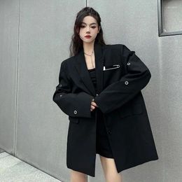 Women's Suits All-match Oversize Black Casual Suit Jacket Spring And Autumn Style Street Fried Petite Outer Wear Blazer Top