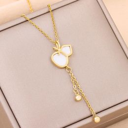 Pendant Necklaces In Light Luxury Tassels Gourd Necklace For Women Temperament Trendy Female Stainless Steel Jewelry Ladies Neck Chain