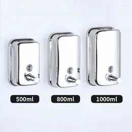 Liquid Soap Dispenser Bathroom 500ML/1000ML Chrome Stainless Steel Manual Lotion Shampoo Wall Mounted Box Holder