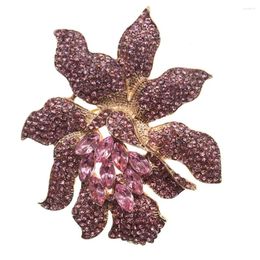 Brooches 100pcs/Lot Classic Crystal Rhinestone Large Flowers Orchid Brooch Pins Woman Jewellery