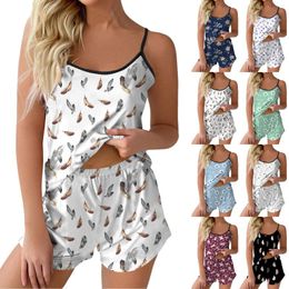 Women's Sleepwear Pyjama Sets For Women Soft Two Piece Loungewear Sleeveless Tops Shorts Matching Pyjamas Skin Friendly Nightwear Pijama