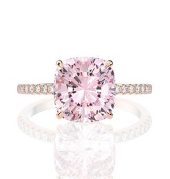 18k Rose Gold Pink Sapphire Diamond Ring 925 Sterling Silver Party Wedding Band Rings For Women Fine Jewelry2771794