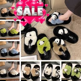 Luxury Slides women Slippers Ladies Wool Winter Fur Fluffy Furry Warm Sandals Comfortable Fuzzy Girl Flip Flop Slipper