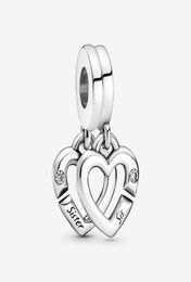 Linked Sister Hearts Split Dangle Charms Fit Original European Charm Bracelet Fashion Women Wedding Engagement 925 Sterling Silver5076436