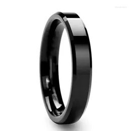 Cluster Rings Selling Classic 4mm Beveled Smooth Faced Titanium Steel Ring In Europe And America CAR55