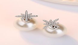 Luxury Pearl Stud Earrings Womens Fashion Crystal Clover Diamond Stone Ear Rings Jewelry8883574