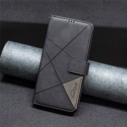 Magnetic Flip Geometric Grain Phone Case for iPhone 15 Plus 14 13 12 11 Pro Max Samsung Galaxy S24 S22 S23 Ultra 5G Multiple Card Slots Leather Wallet Kickstand Shell
