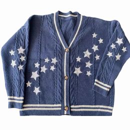 Spring Midnights Star Embroidered Tay Knitted Loose Lor Long Sleeve Cardigan 1989 Swif T Strawberry Sweater Women 240106