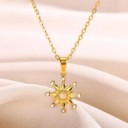 Pendant Necklaces Fashion Natural Opal Star Necklace For Women Gold Colour Stainless Steel Vintage Jewellery Party Gift Wholesale