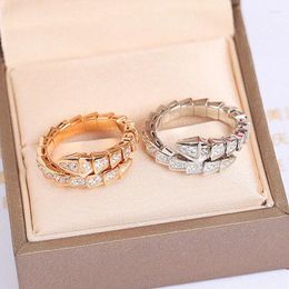 Cluster Rings High-quality 925 Sterling Silver Full Drill Snake Bone Ring Women's Fashion Personality Jewelry Party Couple Gift