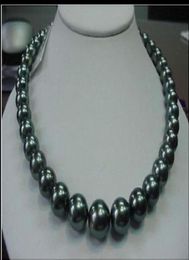 Fine Pearl Jewelry 18quot 1214mm Natural Tahitian black Round pearl necklace 14K5557551