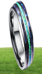 8mm Tungsten Carbide Rings Abalone Shell Wedding Bands Dome Triple Grooved opal for Men Comfort Fit Size 5 to Size 152759627