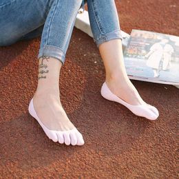 Women Socks Cotton Spring For Solid Colour Anti-slip Short Female Hosiery Five Toe Finger Boat