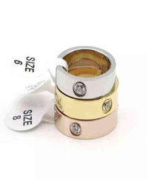 8ZUY With box 4mm 55mm steel silver gold love rings bague for mens and women wedding couple engagement lovers gift Jewellery size 56475455