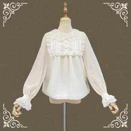 Women's Blouses Sweet Long Sleeve Lolita Blouse Loose Chiffon Top For Summer