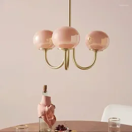 Chandeliers Nordic Simple Bedroom Lamp Designer Art Warm Romantic Children's Room Pink Medieval Chandelier