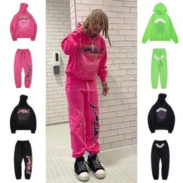 Tasarımcı Örümcek Pembe Hoodie Sp5der Young Hoodies Sweatshirt Street Giyim 555555 Thug Angel Hoody Erkek Kadınlar Web Külot Y2K YOL S-XL