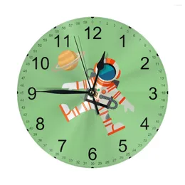 Wall Clocks Cartoon Space Round Clock 10 Inch Silent Non Ticking Battery Operated For Living Room Kitchen Bedroom Office