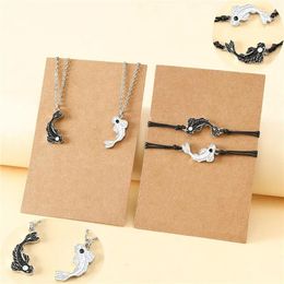 Charm Bracelets 2024 Yin Yang Tai Chi Fish Rope Bracelet Pendant Necklace Chinese Traditional Style Friendship Couple Card