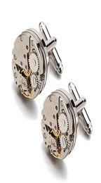 Real Tie Clip Non Functional Watch Movement Cufflinks For Men Stainless Steel Jewelry Shirt Cuffs Cuf Flinks Whole5356495