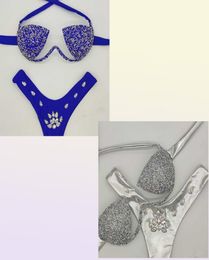 2021 venus vacation rhinestone bikini set sexy women swimwear push up diamond bling stones swimsuit bathing suit8168287