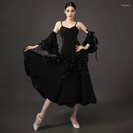 Stage Wear Fairy Ballroom Dance Dress Women Black Lace Party Prom Waltz Performance Costume Adult Competition Clothes BL12205