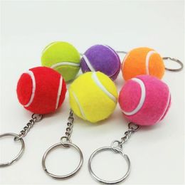 3 5CM Colorful Tennis Keychain Bag Charm Ball Ornaments Women Men Kids Key Ring Sports Fans Souvenir Birthday Gift Whole207e