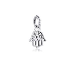 2020 Winter Fits Bracelets Real 925 Sterling Silver Protective Hamsa Hand Dangle Charm Beads for Women Jewellery DIY Making whole27031841574