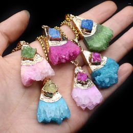 Pendant Necklaces Natural Semi Precious Stone Irregular Crystal Cluster Necklace Colourful Exquisite Jewellery Accessory Gift