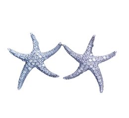Starfish Style Earring White Gold Filled 5A clear Diamond Cz Engagement wedding Stud Earrings for women festival Gift6202513