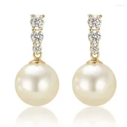 Dangle Earrings Charming Pair Of 10-11mm South Sea Round White Pearl Earring 14k