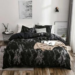 Bedding Sets Fibre Marble Print Set Nordic Duvet Cover Double Bed Home Soft Comfortable Quilt & 1/2pcs Pillowcases